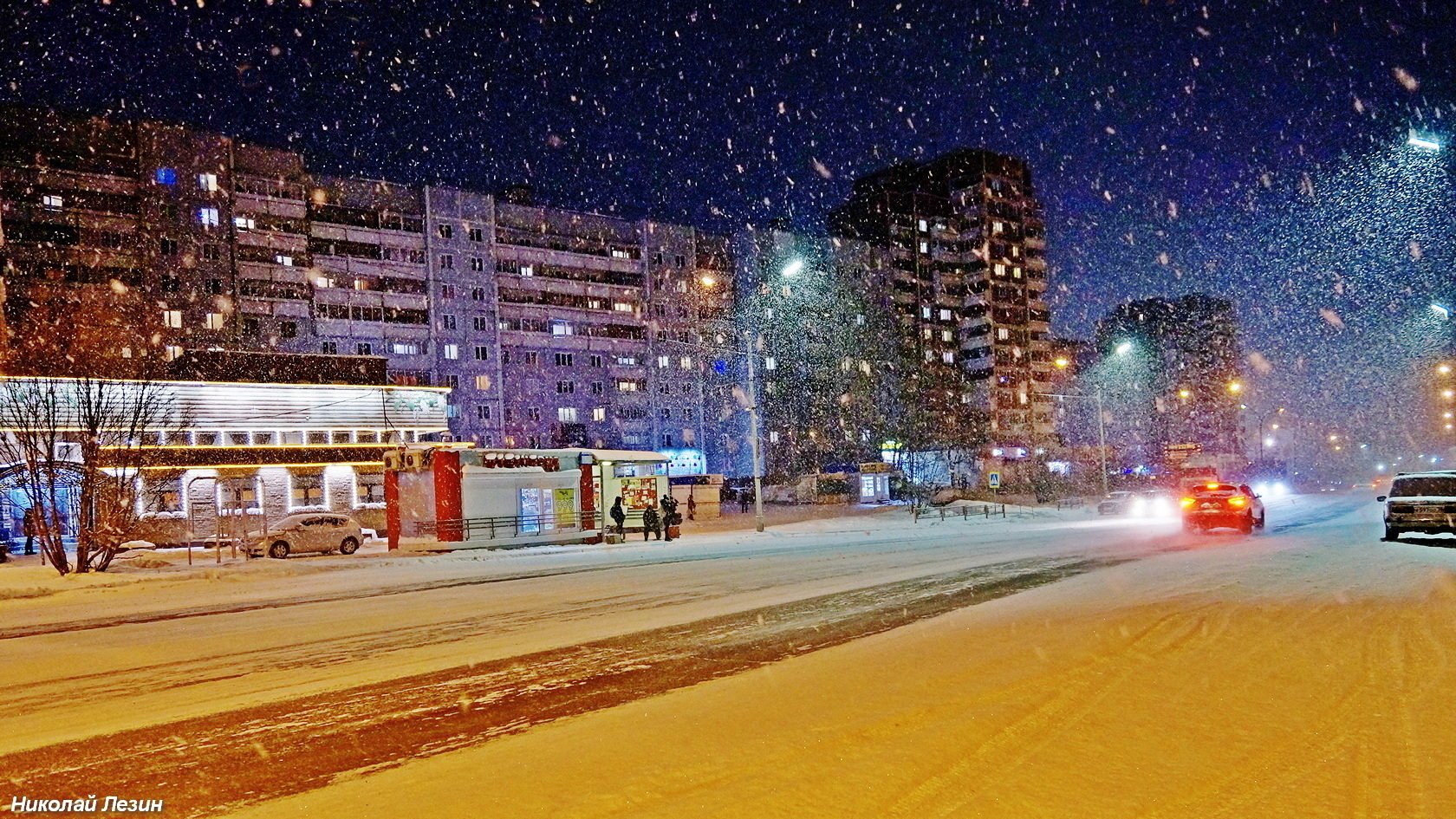 Ночной Усть-Илимск зима