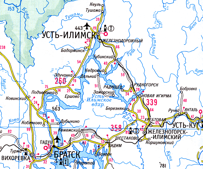 Усть-Илимск на карте