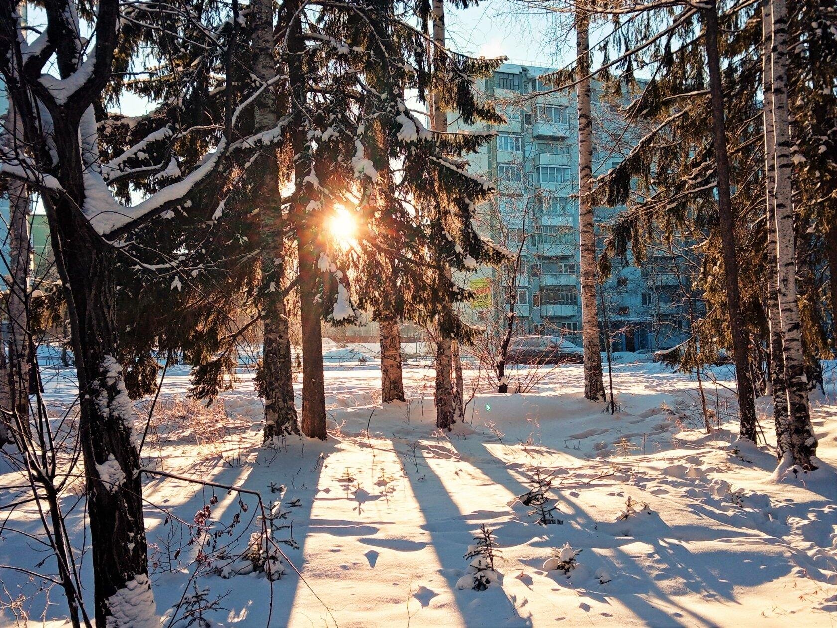 Центр города Усть Илимск зима